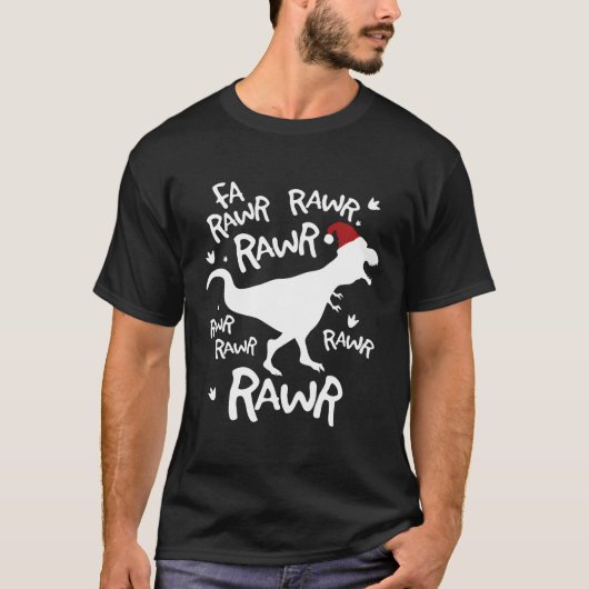 クリスマスのFa Rawr Rawr Trex恐竜 Tシャツ (正面)