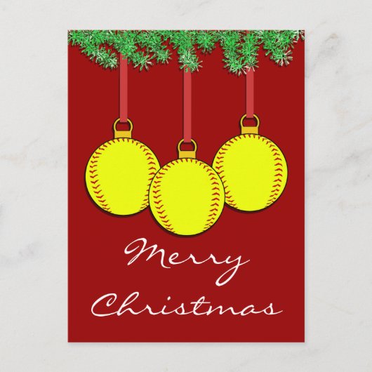 クリスマスのFastpitchのソフトボールの郵便はがき シーズンポストカード (正面)
