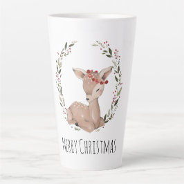 クリスマスのFawnリースのカスタマイズ カフェラテマグ