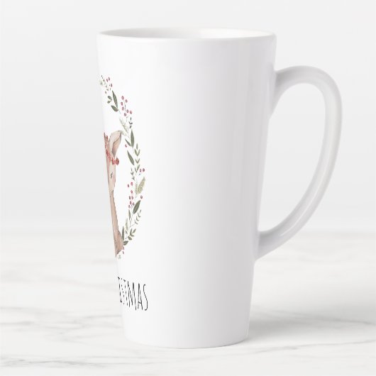 クリスマスのFawnリースのカスタマイズ カフェラテマグ (右)