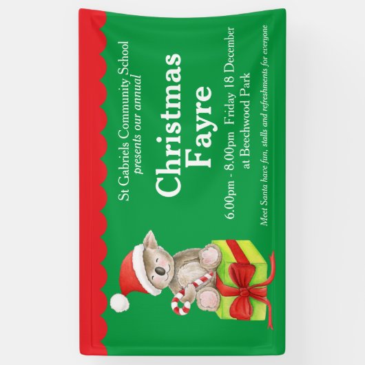 クリスマスのfayreの赤い緑のイベントの旗 横断幕 (縦)