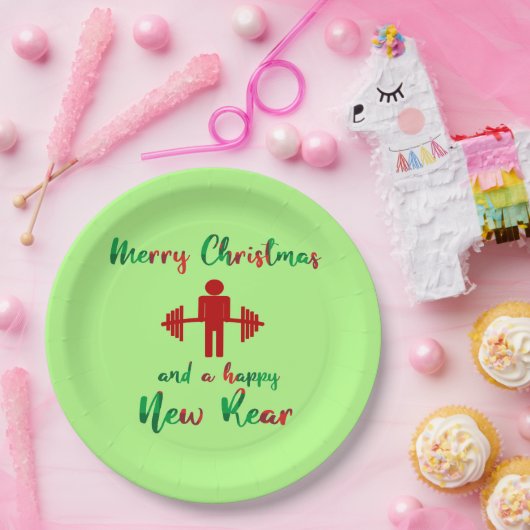クリスマスのFitmasのフィットネスのおもしろいな体育館のプレート ペーパープレート (パーティー)