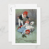 クリスマスのGladnessIceのスケートで滑るの子供の崩壊 シーズンポストカード (正面/裏面)