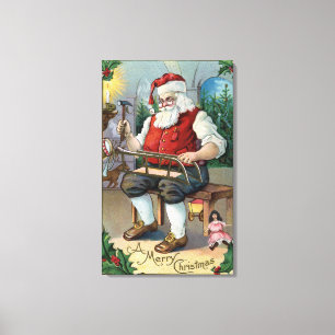クリスマスのGreetingSantaの建物のそり キャンバスプリント
