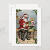 クリスマスのGreetingSantaの絵画 シーズンポストカード (正面/裏面)