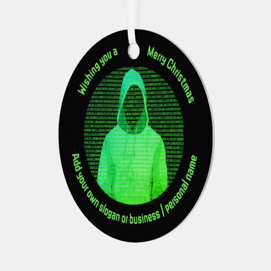 クリスマスのITセキュリティ – 安全なプロモーションを実現 メタルオーナメント (正面左)