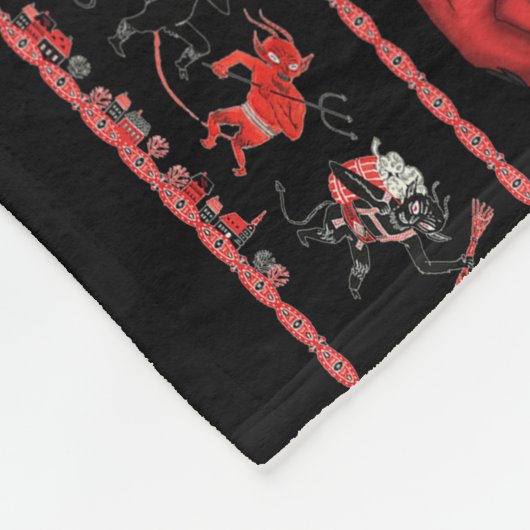 クリスマスのKrampusの南西デザイン フリースブランケット (角)