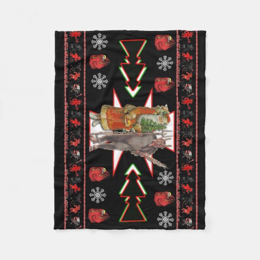 クリスマスのKrampusの南西デザイン フリースブランケット (正面)