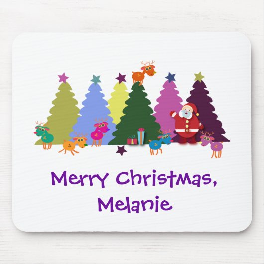クリスマスのmousepad: サンタおよび彼のトナカイ マウスパッド (正面)
