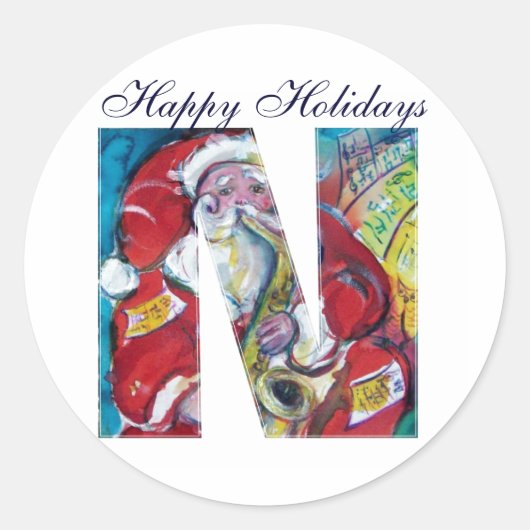 クリスマスのN字インスパイア書き ラウンドシール (正面)