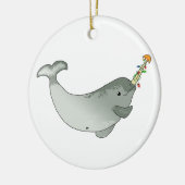 クリスマスのNarwhalのオーナメント(円形) セラミックオーナメント (左)