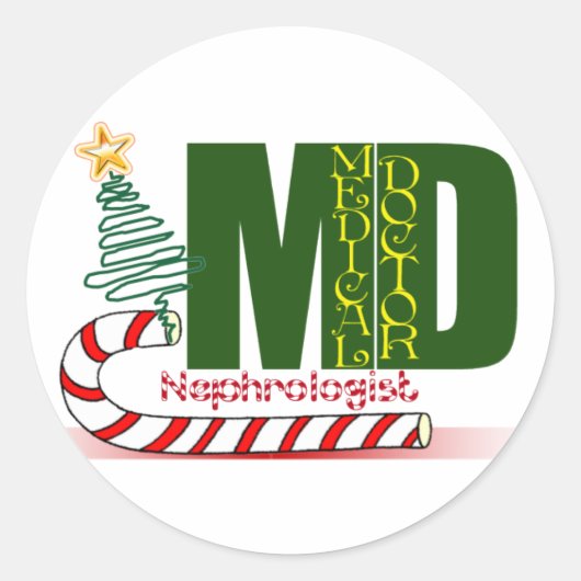 クリスマスのNephrologist -医者の専門家 ラウンドシール (正面)