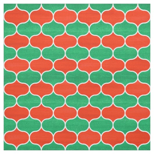 クリスマスのOgee赤いおよび緑の幾何学的なパターン ファブリック (見本)