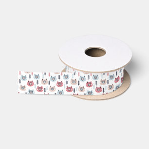 クリスマスのPiggies少し のお祝いのデザイン サテンリボン