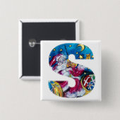 クリスマスのS字インスパイア書き 缶バッジ (正面&裏面)