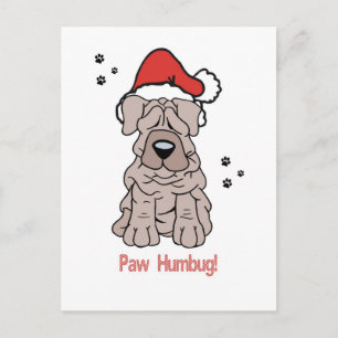 クリスマスのSharpei犬 シーズンポストカード