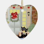 クリスマスのSiames猫 セラミックオーナメント (右)
