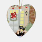 クリスマスのSiames猫 セラミックオーナメント (左)