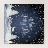 クリスマスのSnowyのおとぎ話のファンタジーの森林冬 ジグソーパズル (横)