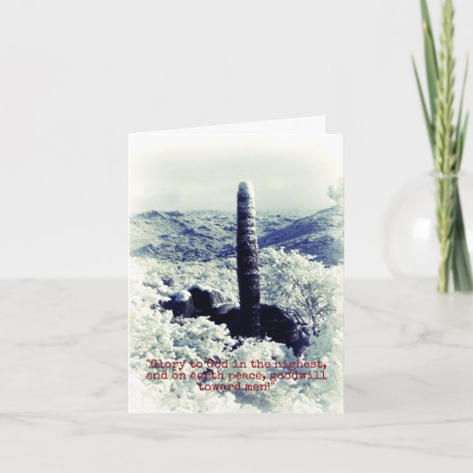 クリスマスのSnowyの不思議の国wのサボテンのクリスチャンカード ノートカード (正面)