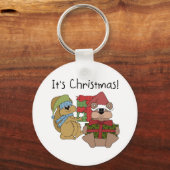 クリスマスのTシャツとプレゼント キーホルダー (正面)