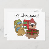 クリスマスのTシャツとプレゼント シーズンポストカード (正面/裏面)