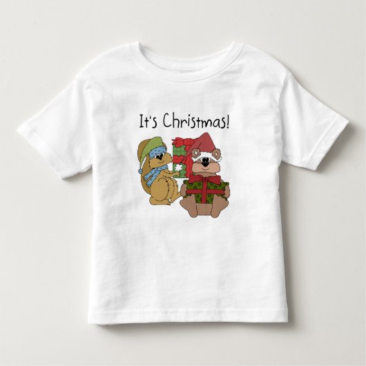 クリスマスのTシャツとプレゼント トドラーTシャツ (正面)