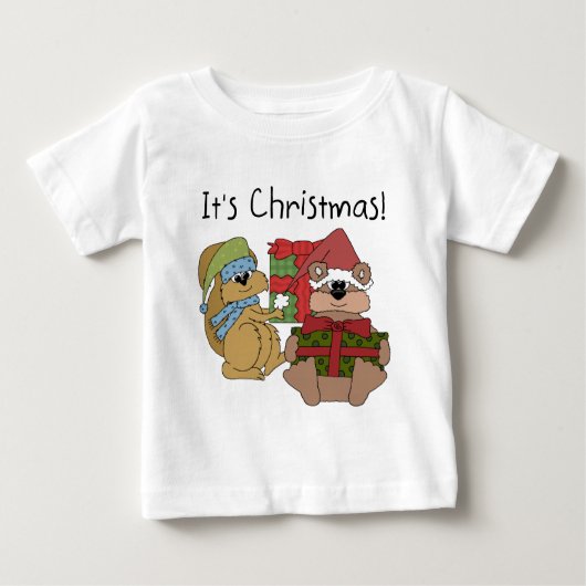 クリスマスのTシャツとプレゼント ベビーTシャツ (正面)