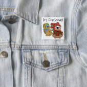 クリスマスのTシャツとプレゼント 缶バッジ (インサイチュ)