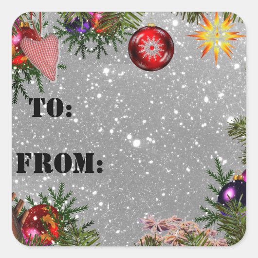 クリスマスのTo & Fromギフトラベルシール スクエアシール (正面)