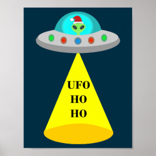 クリスマスのUFO ホー・ホー・エイリアンの空飛ぶ円盤 ポスター