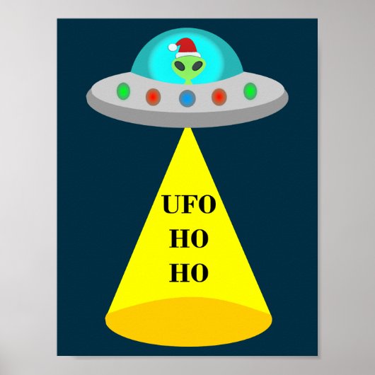 クリスマスのUFO ホー・ホー・エイリアンの空飛ぶ円盤 ポスター (正面)