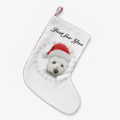クリスマスのWestie犬の芸術のストッキング スモールクリスマスストッキング (正面 (吊り時))