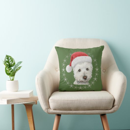クリスマスのWestie犬の芸術の枕 クッション (椅子)