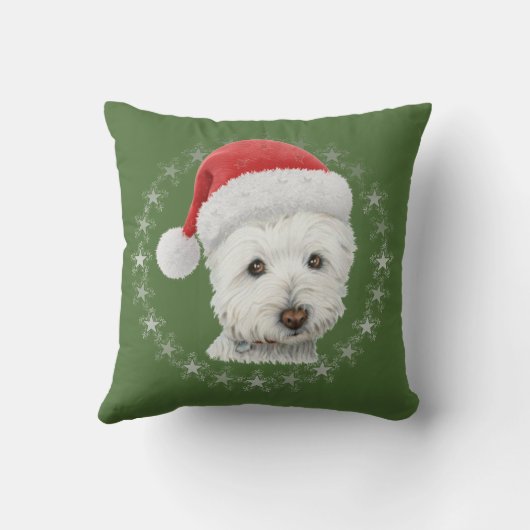 クリスマスのWestie犬の芸術の枕 クッション (裏面)