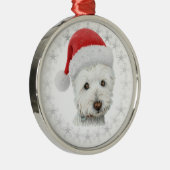 クリスマスのWestie犬の芸術 メタルオーナメント (右)