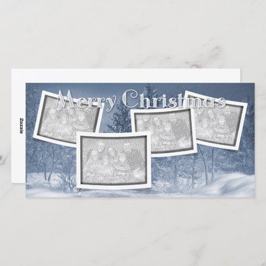 クリスマスはあなたの写真の青い雪場面を加えます シーズンカード (正面/裏面)