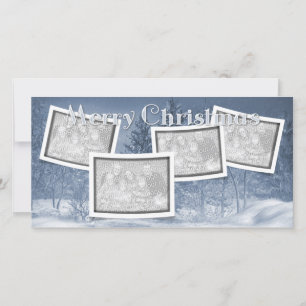 クリスマスはあなたの写真の青い雪場面を加えます シーズンカード