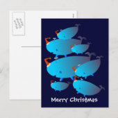 クリスマスはがき：クジラの家族 シーズンポストカード (正面/裏面)