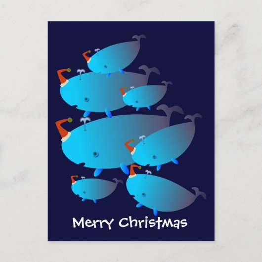 クリスマスはがき：クジラの家族 シーズンポストカード (正面)