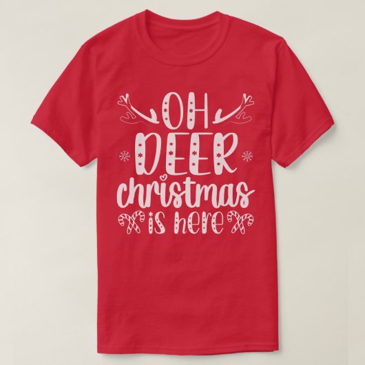 クリスマスはこちらクリスマスデイハッピーホリデーズサンタクロース Tシャツ (デザイン正面)