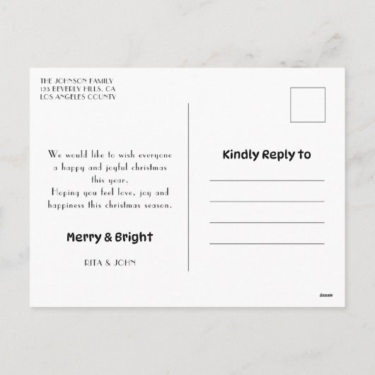 クリスマスはっきりした家族の写真ホリデーはがき シーズンポストカード (裏面)