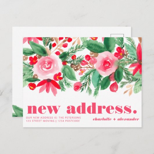 クリスマスはっきりした引っ越し発表の新しい演説 案内ポストカード (正面/裏面)