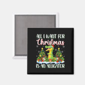 クリスマスはアリゲータークリスマスツリーが欲しい マグネット (正面/裏面)
