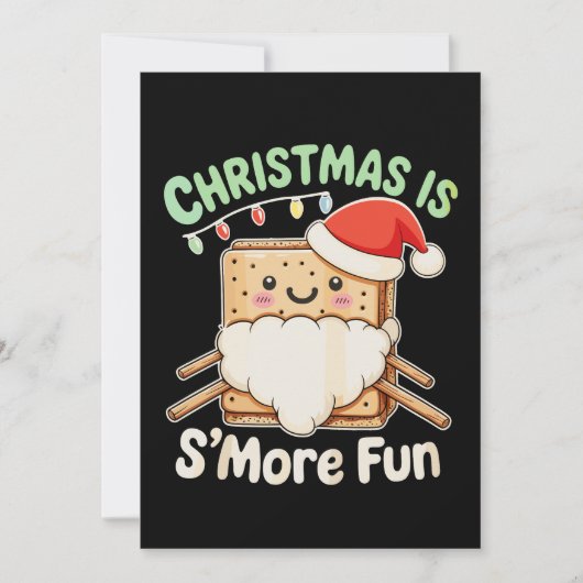クリスマスはキャンプでサンタの帽子をかぶってさらに楽しい！クリスマス 招待状 (正面)