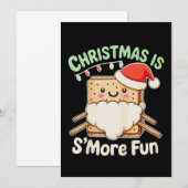 クリスマスはキャンプでサンタの帽子をかぶってさらに楽しい！クリスマス 招待状 (正面/裏面)