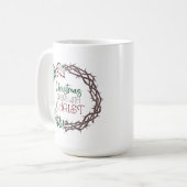 クリスマスはキリストから始まる聖なる書物、 経典リース コーヒーマグカップ (正面左)