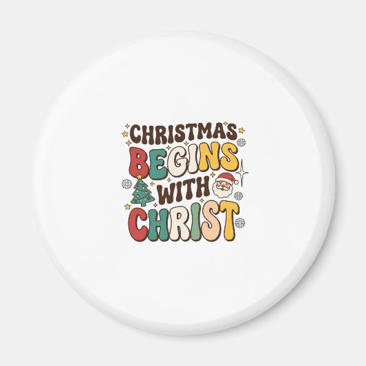 クリスマスはキリストから始まる サンタのツリー デザイン マグネット (正面)