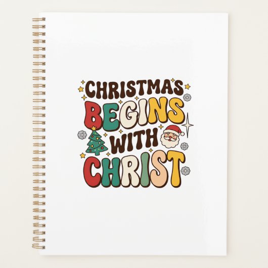 クリスマスはキリストから始まる サンタの木のデザイン プランナー手帳 (正面)