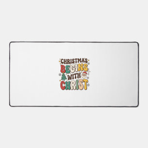 クリスマスはキリストから始まる サンタツリーデザイン デスクマット